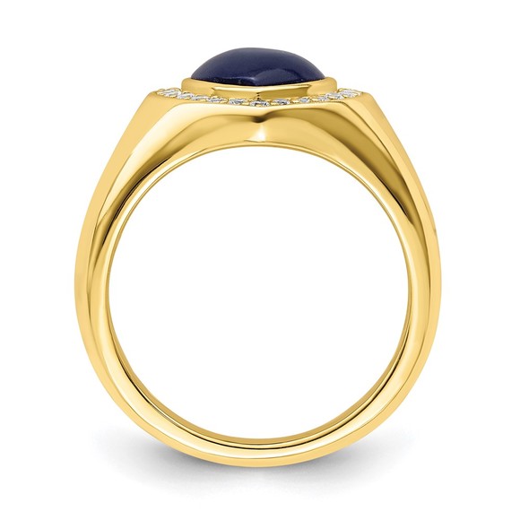 925 Sterling Silver base Gold Flash Plating CZ & Created Lapis Lazuli Heart Ring - Picture 2 of 6